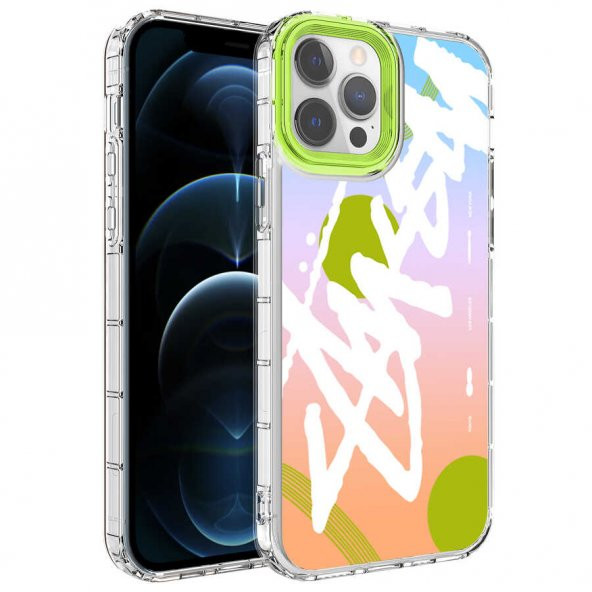 Apple iPhone 13 Pro Max Kılıf Kamera Korumalı Renkli Desenli Sert Silikon Zore Korn Kapak - 7