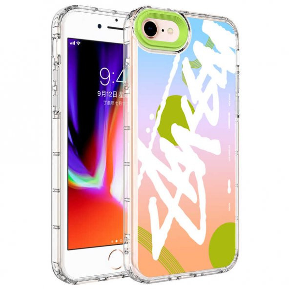 Apple iPhone 8 Kılıf Kamera Korumalı Renkli Desenli Sert Silikon Zore Korn Kapak - 7