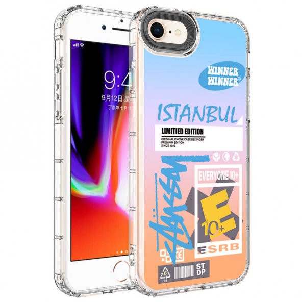 Apple iPhone SE 2022 Kılıf Kamera Korumalı Renkli Desenli Sert Silikon Zore Korn Kapak - 8