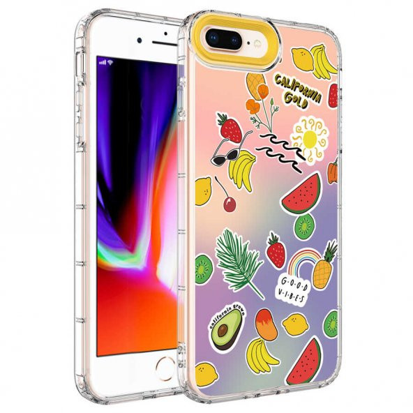 Apple iPhone 8 Plus Kılıf Kamera Korumalı Renkli Desenli Sert Silikon Zore Korn Kapak - 4