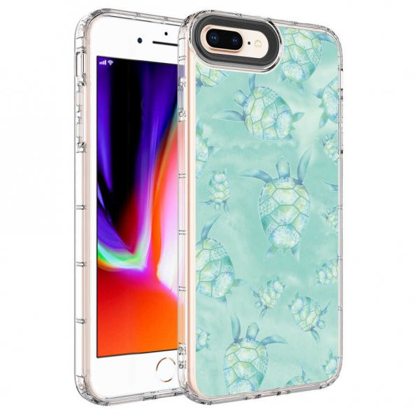 Apple iPhone 7 Plus Kılıf Kamera Korumalı Renkli Desenli Sert Silikon Zore Korn Kapak - 9