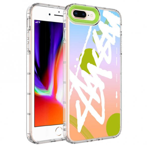 Apple iPhone 8 Plus Kılıf Kamera Korumalı Renkli Desenli Sert Silikon Zore Korn Kapak - 7