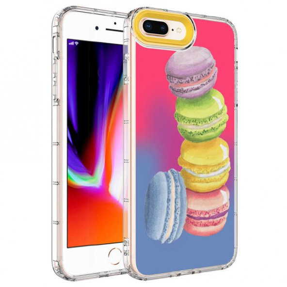 Apple iPhone 8 Plus Kılıf Kamera Korumalı Renkli Desenli Sert Silikon Zore Korn Kapak - 10