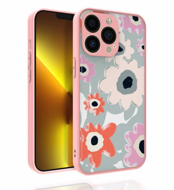 Apple iPhone 13 Pro Kılıf Desenli Kamera Korumalı Parlak Zore Nora Kapak - 7