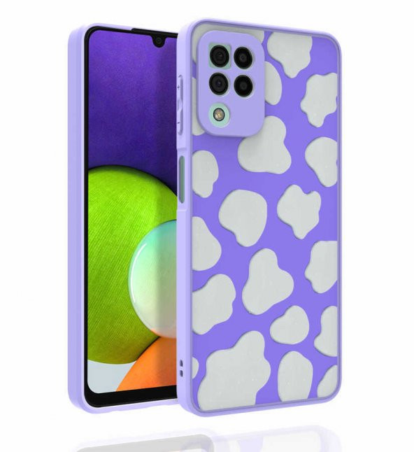 Galaxy A22 4G Kılıf Desenli Kamera Korumalı Parlak Zore Nora Kapak - 8