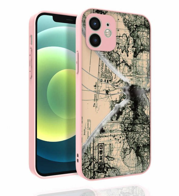 Apple iPhone 12 Kılıf Desenli Kamera Korumalı Parlak Zore Nora Kapak - 6