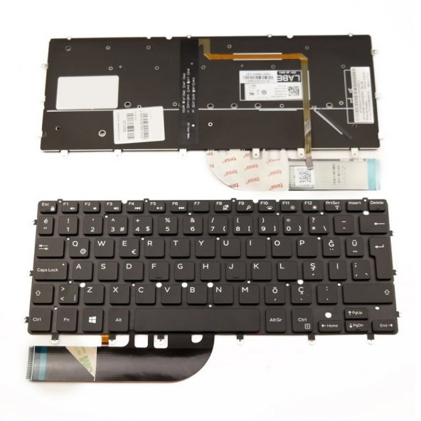 Dell XPS 13 (9360, 9350) Klavyesi Siyah TR / Işıklı