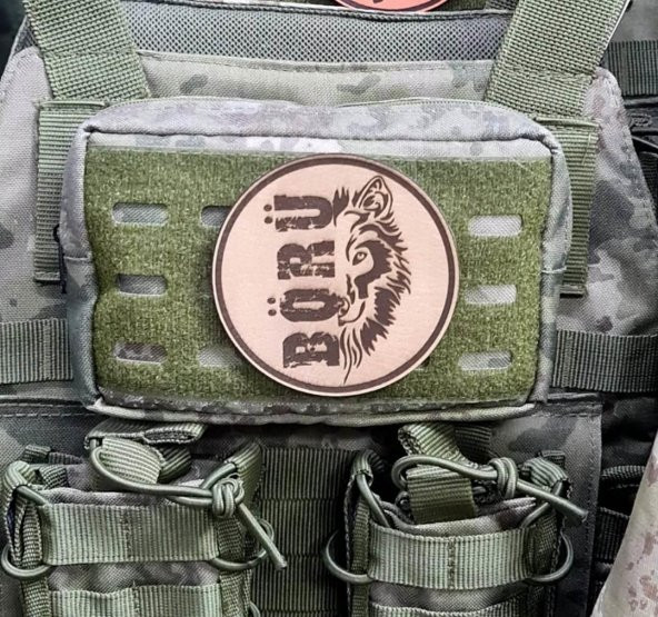 BÖRÜ YAZILI - Deri PEÇ - Arma - Askeri Patch - Resim 2
