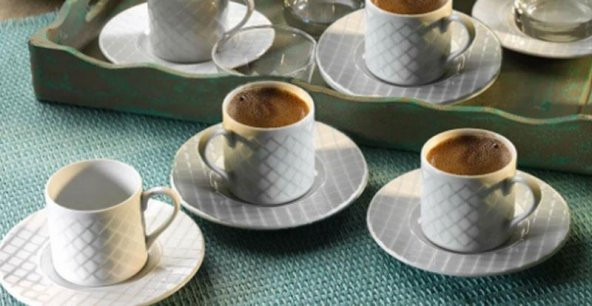 Kütahya Porselen Ekose Beyaz Sade 12 Parça Kahve Fincan Takımı - Resim 2