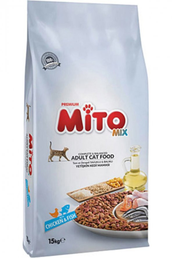 Mito Mix Yetişkin Kedi Maması Tavuklu Balıklı 15 kg