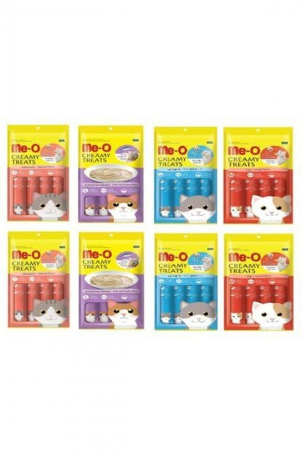 me-o Creamy Treats 8li Paket 4 Çeşit Karma Kedi Sıvı Ödül