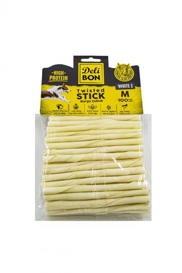 Delibon Deri Kalın Burgu Çubuk 100 Adet Beyaz