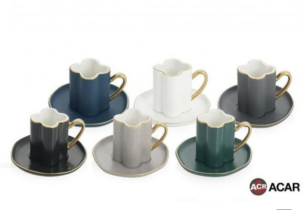 Acar Porselen 10710 6lı Kahve Fincan Takımı Karışık ürün görseli 1