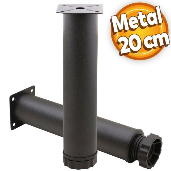Akça Ayarlanabilir Mobilya Kanepe Koltuk Baza Yükseltme Yükseltici Ayağı Metal Ayakları 20 Cm Siyah
