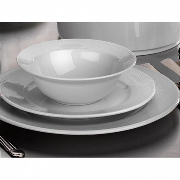 Kütahya Porselen 12 Kişilik 48 Parça Zümrüt Beyaz Yemek Takımı - 2