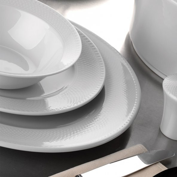 Kütahya Porselen Zümrüt Beyaz 24 Parça Yemek Takımı - 2