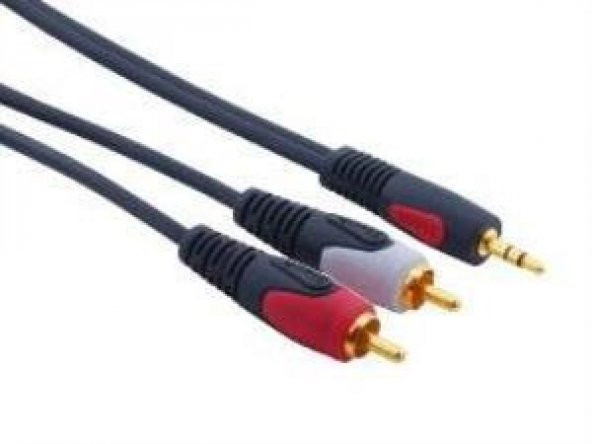 3.5 mm Stereo to 2x RCA AUX Ses Kablosu 3 Metre