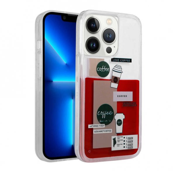 Apple iPhone 12 Pro Max Kılıf Desenli Sıvılı Zore Drink Silikon Kapak - 5