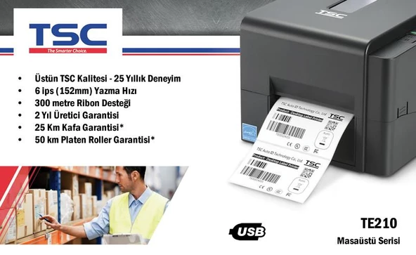 TSC TE200 Termal Transfer Barkod Etiket Yazıcı