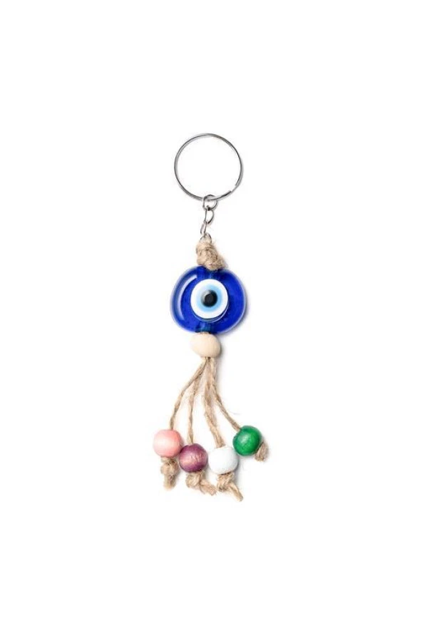 Anahtarlık Kötü Göz Kovucu Nazar Hand Made Hasır Renkli Ahşap Boncuklu Nazarlık Çanta Araba Süsü - Resim 2