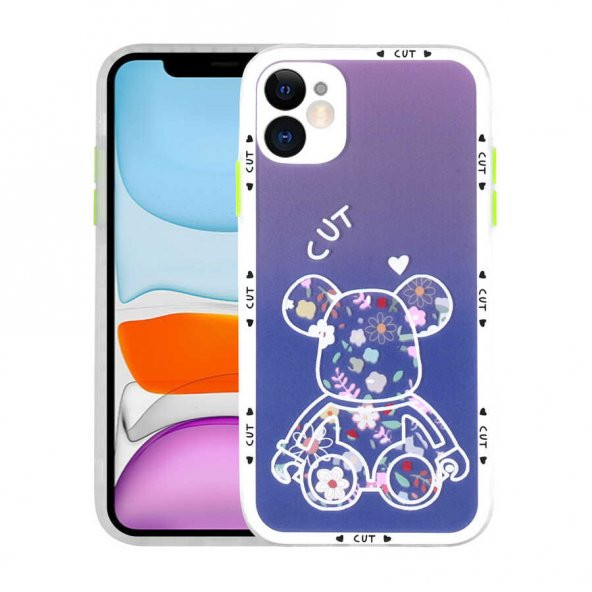 Apple iPhone 11 Kılıf Kamera Korumalı Desenli Sert Zore Hess Kapak - 8