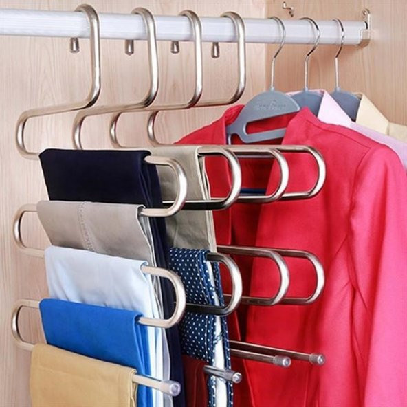 Gozimy 5 Katlı Metal Dolap İçi Düzenleyici Pantalon ve Eşarp Askısı - 4