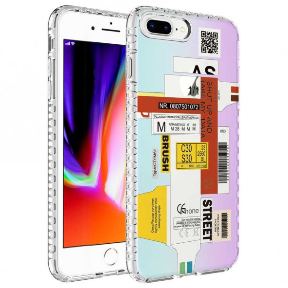 Apple iPhone 7 Plus Kılıf Airbag Kenarlı Renkli Desenli Silikon Zore Elegans Kapak - 9