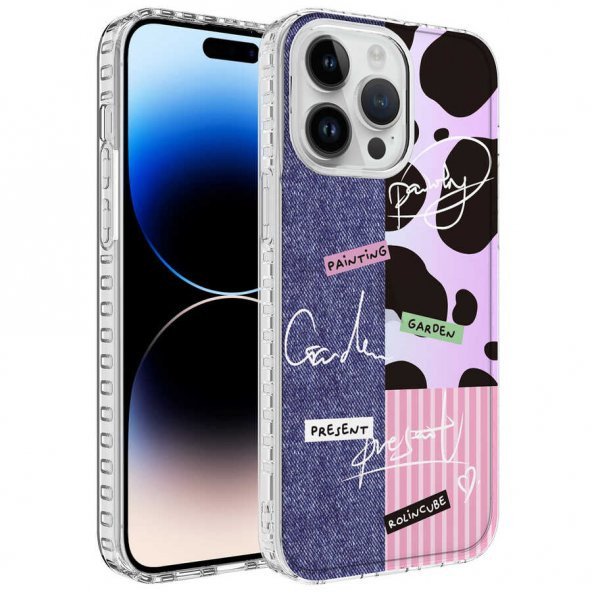 Apple iPhone 12 Pro Kılıf Airbag Kenarlı Renkli Desenli Silikon Zore Elegans Kapak - 3
