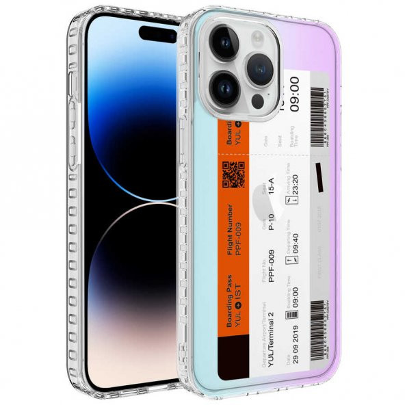 Apple iPhone 12 Pro Kılıf Airbag Kenarlı Renkli Desenli Silikon Zore Elegans Kapak - 10
