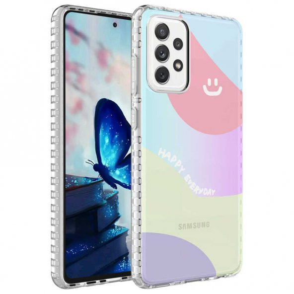Galaxy A33 5G Kılıf Airbag Kenarlı Renkli Desenli Silikon Zore Elegans Kapak - 6