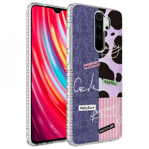 Xiaomi Redmi Note 8 Pro Kılıf Airbag Kenarlı Renkli Desenli Silikon Zore Elegans Kapak - 3