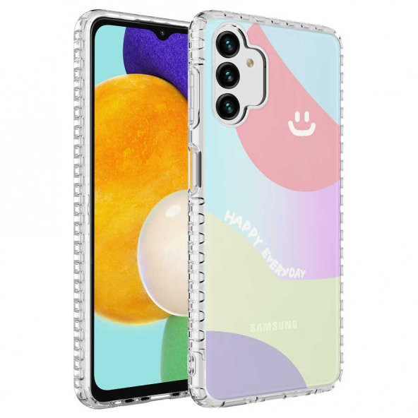 Galaxy A13 4G Kılıf Airbag Kenarlı Renkli Desenli Silikon Zore Elegans Kapak - 6