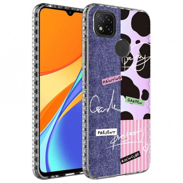 Xiaomi Redmi 9C Kılıf Airbag Kenarlı Renkli Desenli Silikon Zore Elegans Kapak - 3