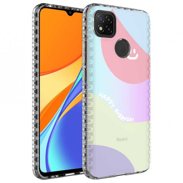 Xiaomi Redmi 9C Kılıf Airbag Kenarlı Renkli Desenli Silikon Zore Elegans Kapak - 6