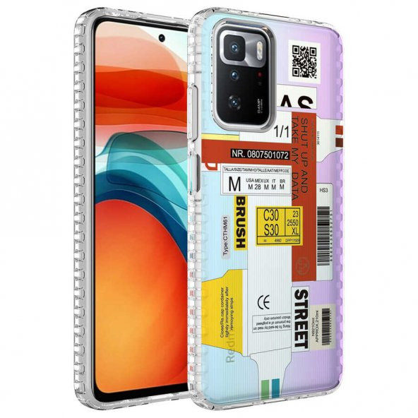 Xiaomi Redmi 10 Kılıf Airbag Kenarlı Renkli Desenli Silikon Zore Elegans Kapak - 9