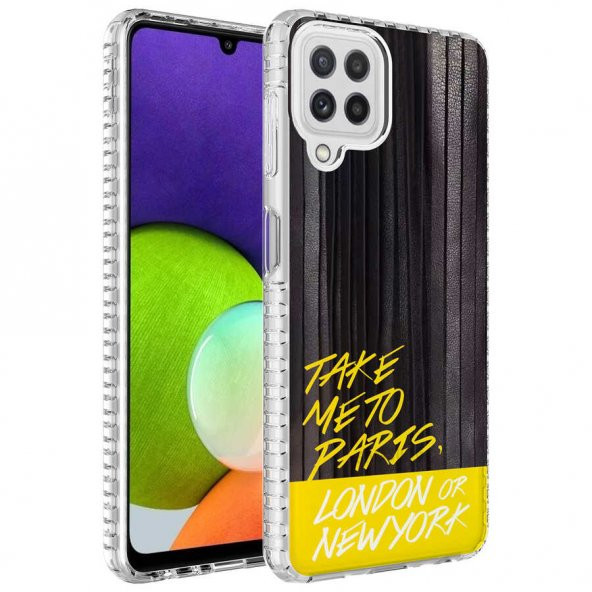 Galaxy M22 Kılıf Airbag Kenarlı Renkli Desenli Silikon Zore Elegans Kapak - Resim 8