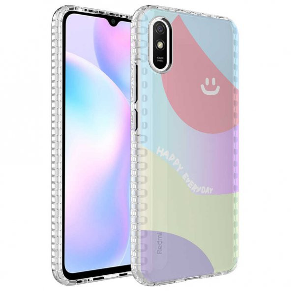 Xiaomi Redmi 9A Kılıf Airbag Kenarlı Renkli Desenli Silikon Zore Elegans Kapak - 6