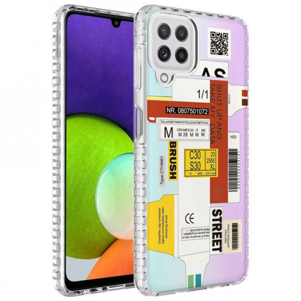 Galaxy M12 Kılıf Airbag Kenarlı Renkli Desenli Silikon Zore Elegans Kapak - 9