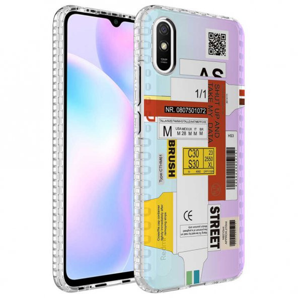 Xiaomi Redmi 9A Kılıf Airbag Kenarlı Renkli Desenli Silikon Zore Elegans Kapak - 9