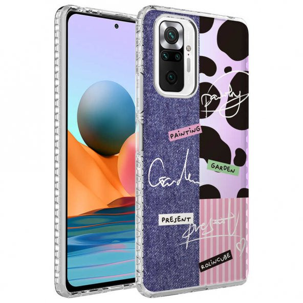 Xiaomi Redmi Note 10 Pro Kılıf Airbag Kenarlı Renkli Desenli Silikon Zore Elegans Kapak - 3