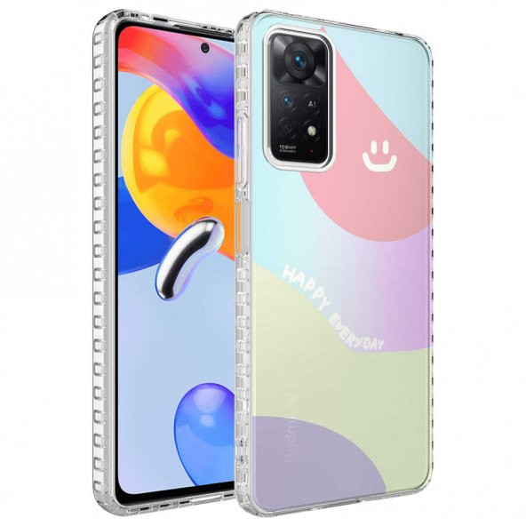 Xiaomi Redmi Note 11 Global Kılıf Airbag Kenarlı Renkli Desenli Silikon Zore Elegans Kapak - 6