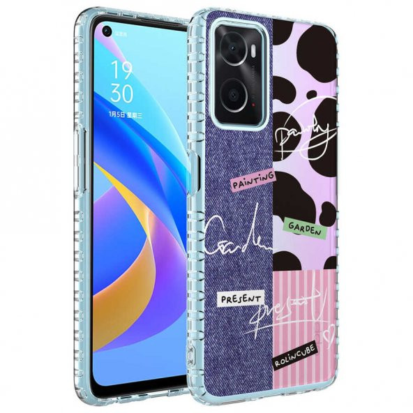 Oppo A96 4G Kılıf Airbag Kenarlı Renkli Desenli Silikon Zore Elegans Kapak - 3