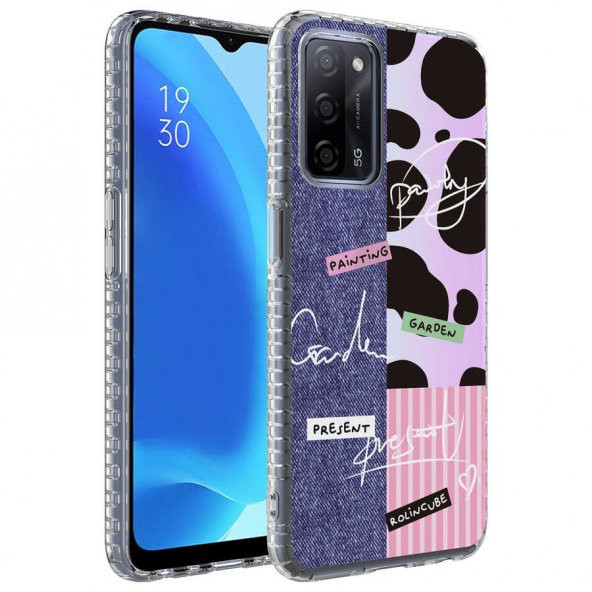 Oppo A54 4G Kılıf Airbag Kenarlı Renkli Desenli Silikon Zore Elegans Kapak - 3