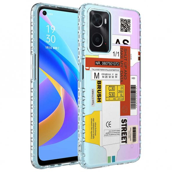 Oppo A96 4G Kılıf Airbag Kenarlı Renkli Desenli Silikon Zore Elegans Kapak - 9