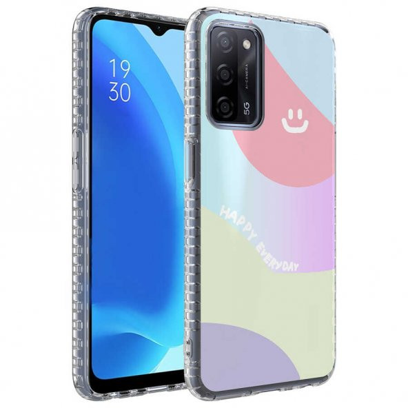 Oppo A54 4G Kılıf Airbag Kenarlı Renkli Desenli Silikon Zore Elegans Kapak - 6