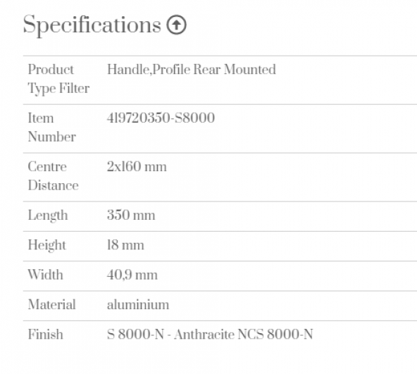 Furnipart Kulp Edge Straight 350mm Antrasit - Resim 2