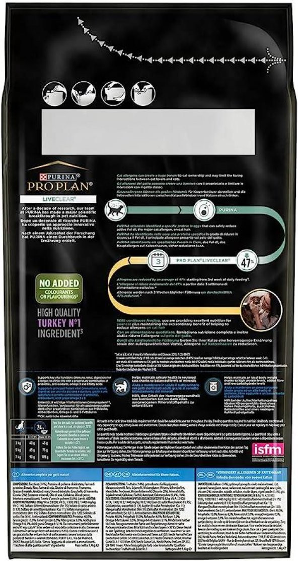 Pro Plan Liveclear Sterilised +7 Hindili Kısırlaştırımış Yaşlı Kedi Maması 1.4 Kg - 4