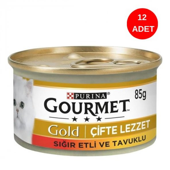 Gourmet Gold Çifte Lezzet Sığır Etli Ve Tavuklu Kedi Yaş Maması 85 Gr 12 Li