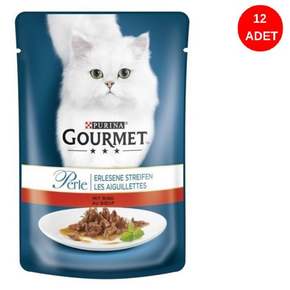 Gourmet Perle Izgara Biftekli Kedi Yaş Maması 85 Gr 12 Li