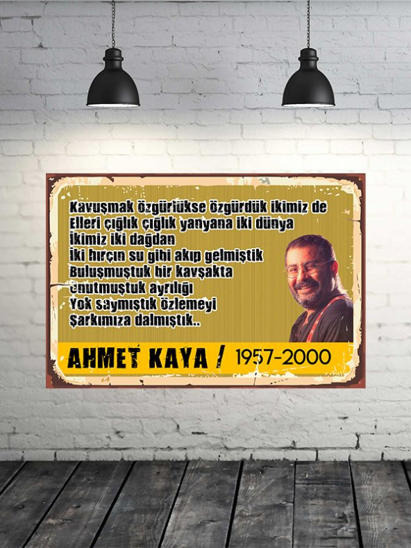 Ahmet Kaya Sözleri 20x30 Cm Retro Ahşap Tablo